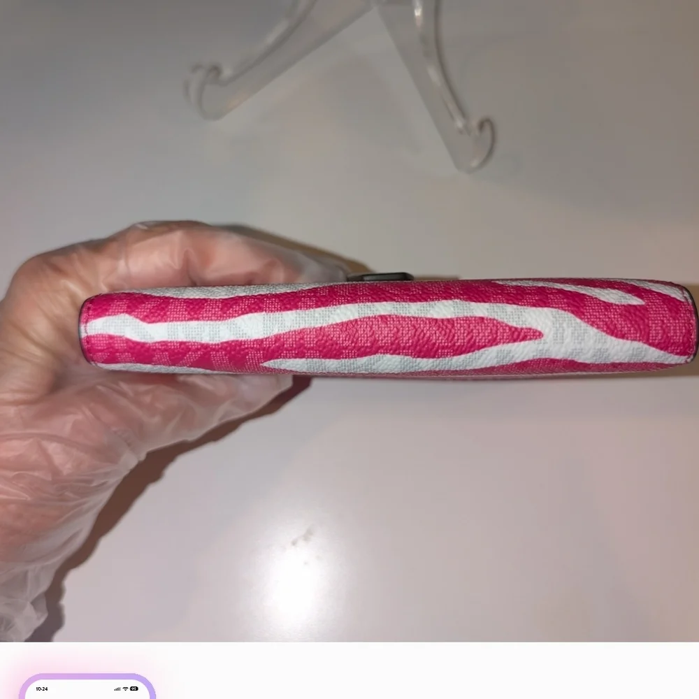 Michael Kors Fuchsia Zebra Stripe Wallet - Picture 4 of 7